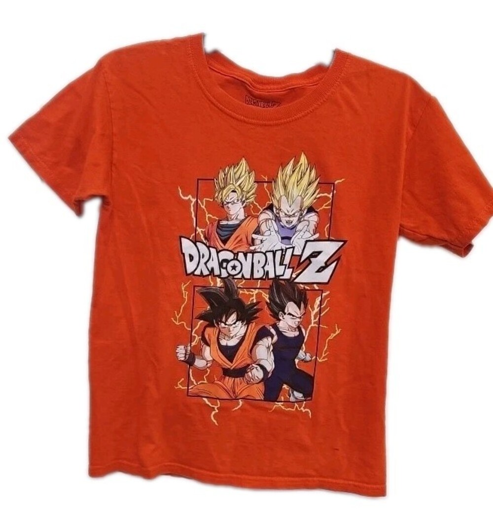 Dragon Ball Z T Shirt Orange Goku Vegeta Super Saiyan Anime Graphic Size S/P